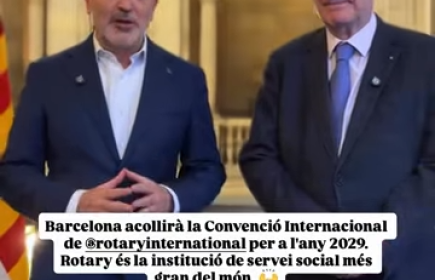 Jaume Collboni (alcalde de Barcelona) y Sergio Aragón (Coordinador Regional de Rotary)